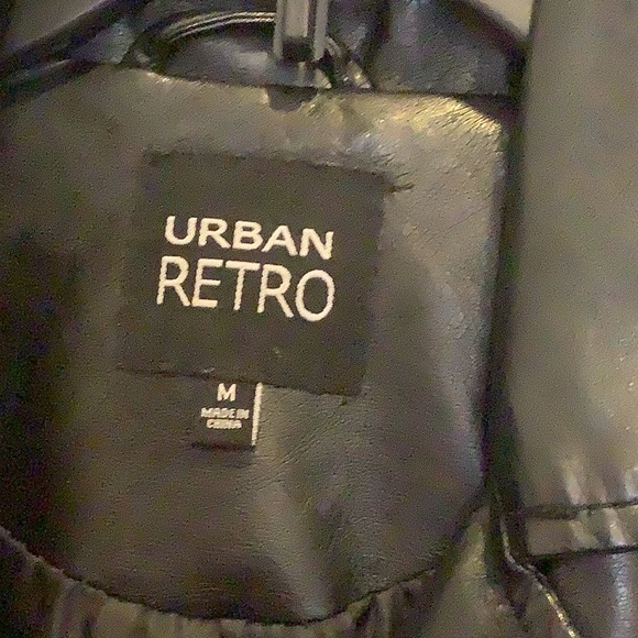 Vegan Leather black jacket withh silver zippers and snaps - Picture 3 of 4